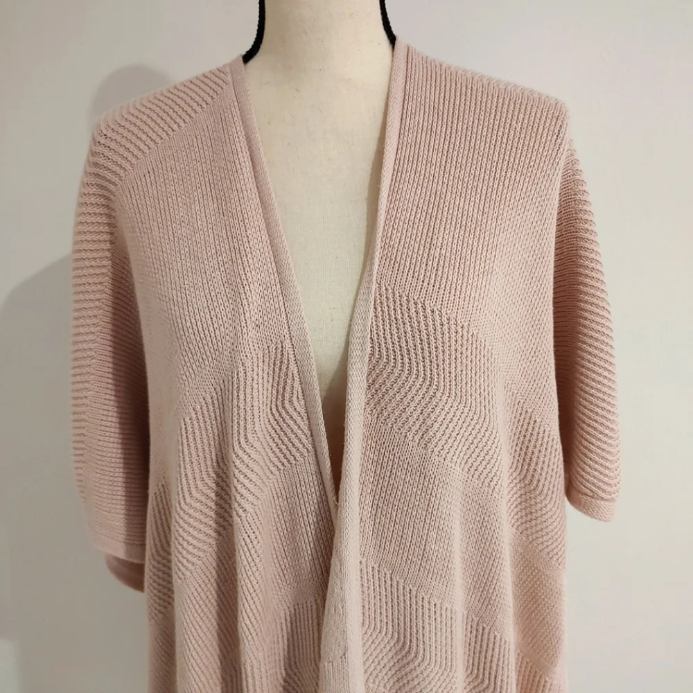 Roller Rabbit May Cape Pale Rose Pink Fringe Cotton Sweater One Size